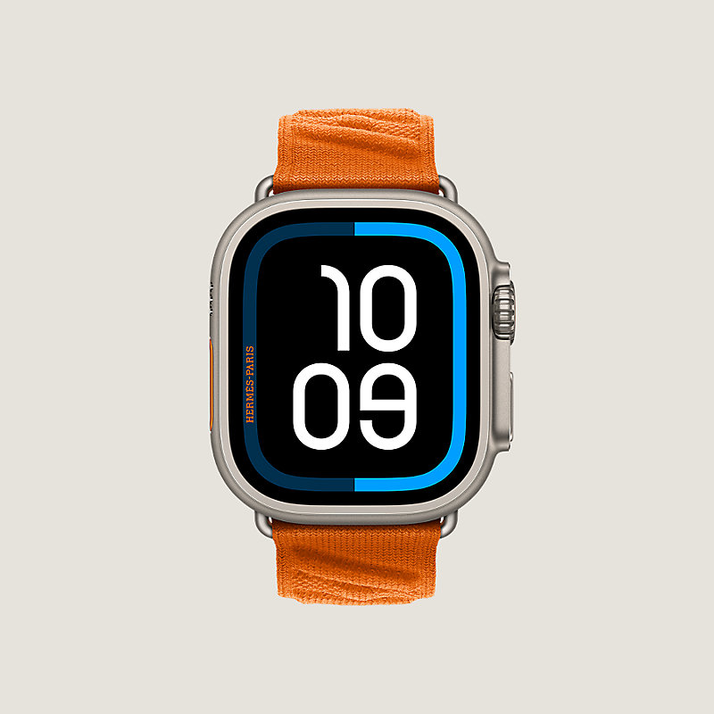 Apple Watch HERMES バンド オレンジ/青 Band Apple Watch Hermès Ultra Single Tour 49 mm En Mer | Hermès
